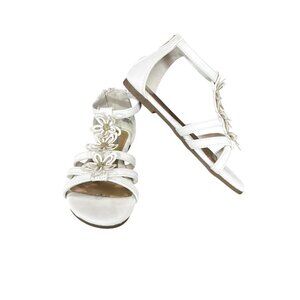 White Floral Strap Girls Sandals Size 11M By Marabella
